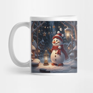 Snowman at christmas camp Mug